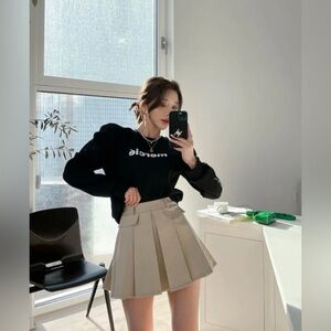 Inset Shorts Flap-Detail Pleat Miniskirt